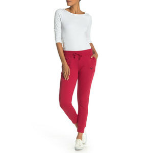 True Religion Women's Horseshoe Logo Knit Jogger Sweatpants in Ruby Red